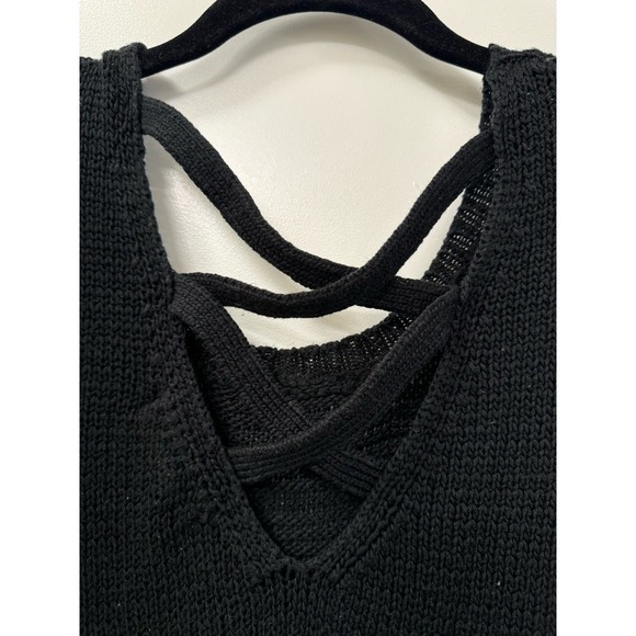 Olive & Oak Sweater Ivory & Black Striped Criss Cross Back Size Medium - Picture 7 of 9